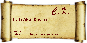 Cziráky Kevin névjegykártya